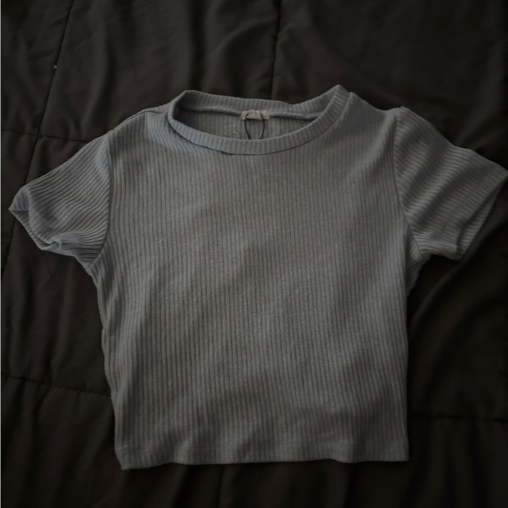 Garage Ribbed Crop Top in Slate Blue